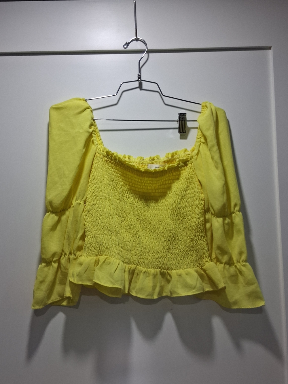 Idem Ditto Smocked Crop Top with Ruffle Hem S
